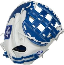 33 Inch Rawlings Liberty Advanced Color Series RLACM33FPR Women's White/Royal Fastpitch Softball Catcher Mitt